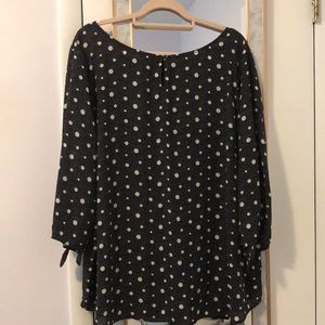 Talbots 3X navy/white 3/4 sleeve green blouse